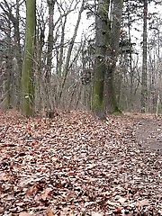 15 pictures - Blonde babe squatting to pee outside in the woods
