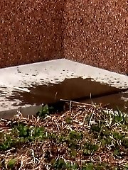 15 pictures - Brunette girl is so desperate to pee outside