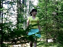 4 movies - Horny voyeur spies after brunette peeing in park
