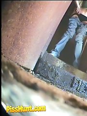 14 pictures - Chick with perfect ass pees in dirty public toilet