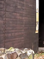 15 pictures - Redhead in knee high socks pisses outside