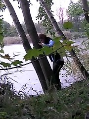 15 pictures - Brunette teen pees in front of passing traffic