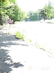 15 pictures - Sexy dark haired babe pisses outside
