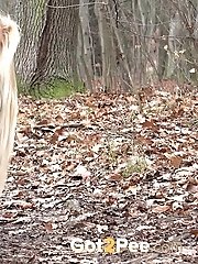15 pictures - Blonde babe squatting to pee outside in the woods