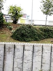 15 pictures - Messy piss puddle is left after outdoor pissing