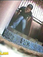 14 pictures - Chick with perfect ass pees in dirty public toilet