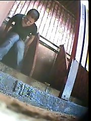14 pictures - Chick with perfect ass pees in dirty public toilet