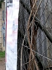 15 pictures - Dark haired girl pisses on a public path