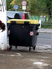 15 pictures - Brunette teen pees in front of passing traffic