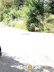 15 pictures - Cute babe rushes to beat her pee desperation