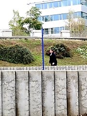 15 pictures - Messy piss puddle is left after outdoor pissing