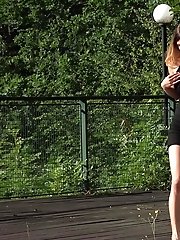 15 pictures - Outdoor pissing for pretty babe who pees in a well